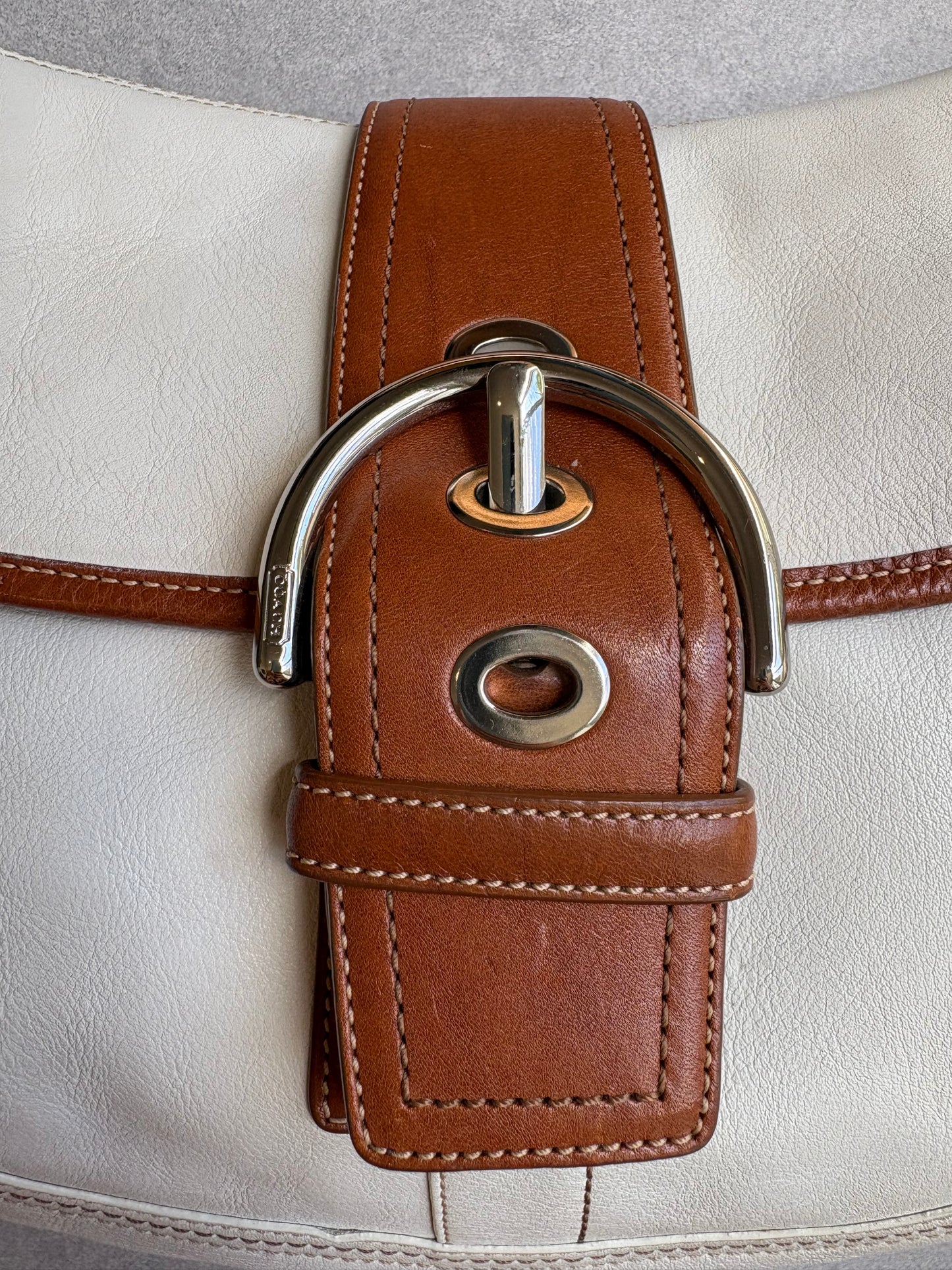 Coach Soho Cream and Brown Leather Shoulder Bag