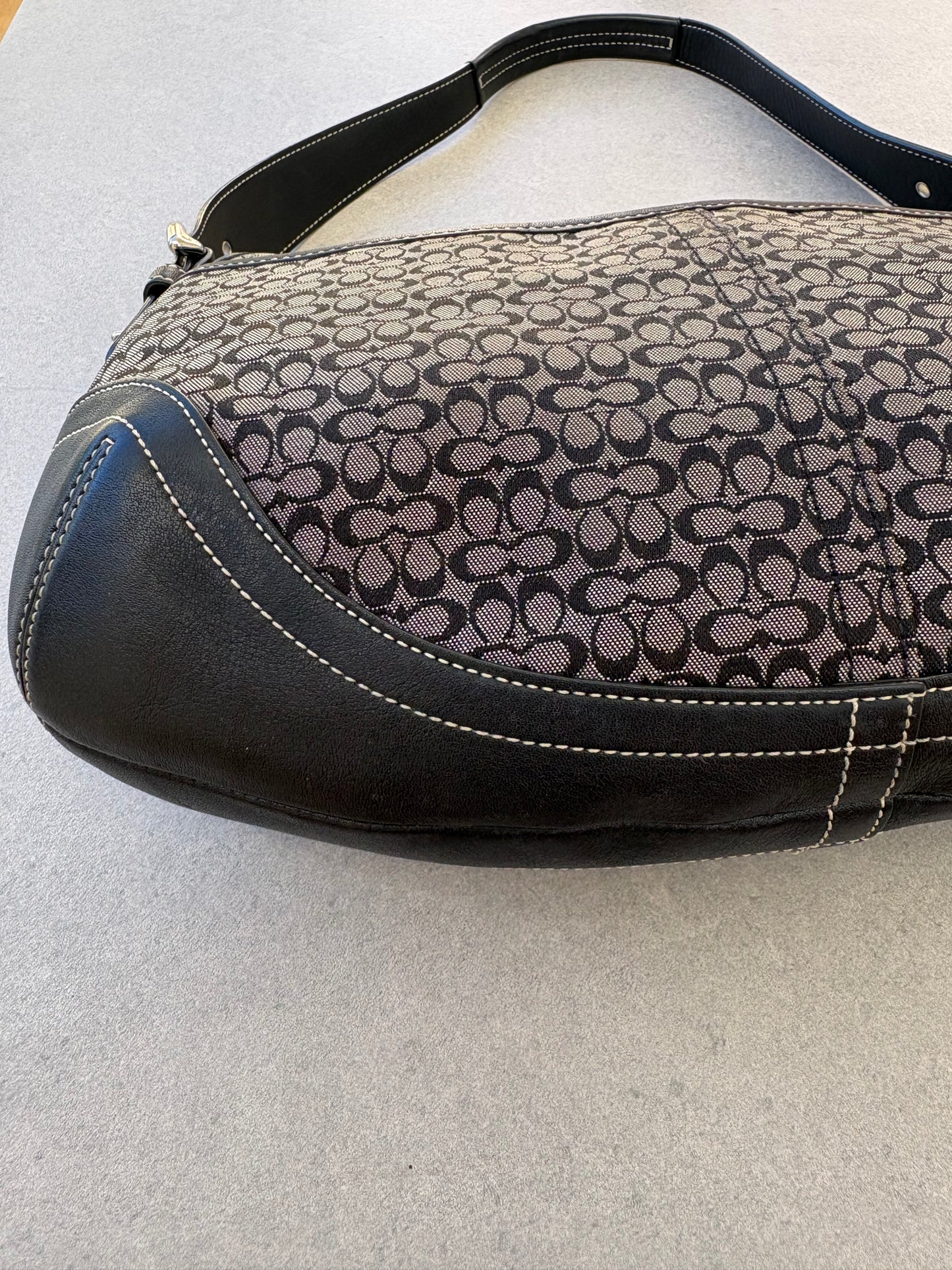 Coach Soho Black and Grey Monogram Shoulder Bag