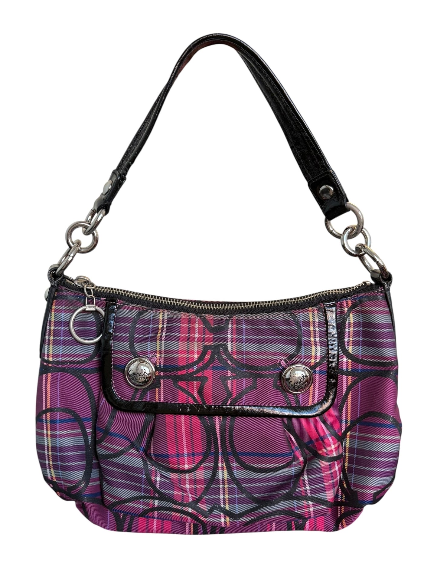 Coach Poppy Berry Tartan Plaid Shoulder Bag Two Way