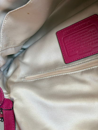 Coach Soho Signature Monogram with Pink Leather Shoulder Bag