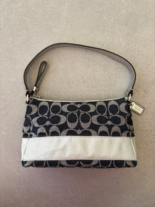 Coach Demi Denim and Silver Pouch
