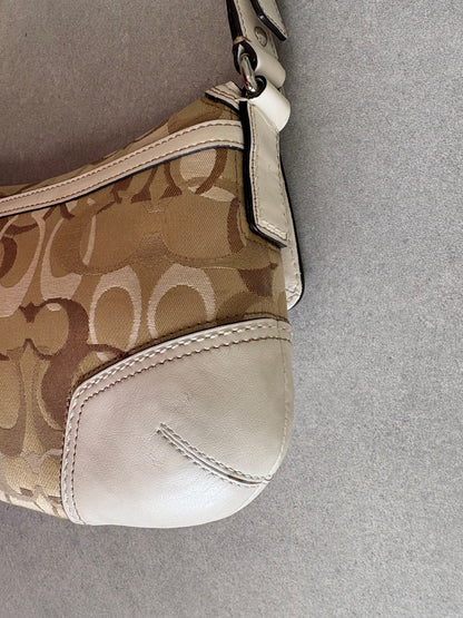 Coach Brown and Cream Optic Turnkey Shoulder Bag
