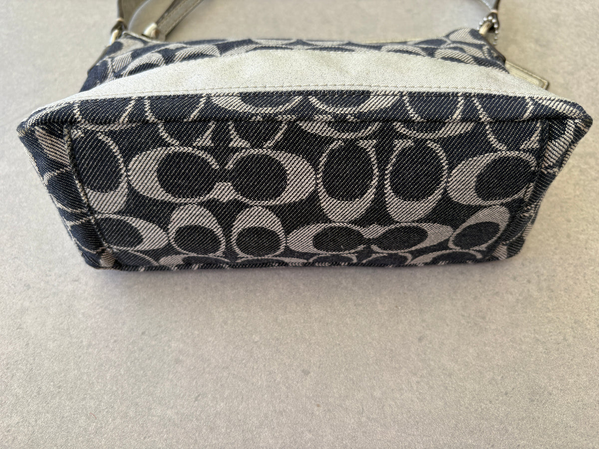 Coach Demi Denim and Silver Pouch