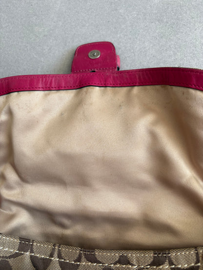 Coach Soho Signature Monogram with Pink Leather Shoulder Bag