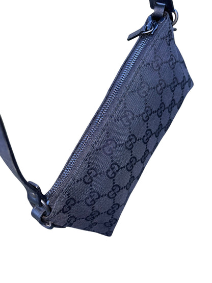 Gucci Black GG Canvas and Leather Pochette