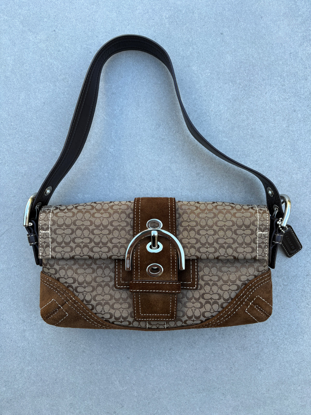 Coach Soho Brown Signature Monogram Shoulder Bag