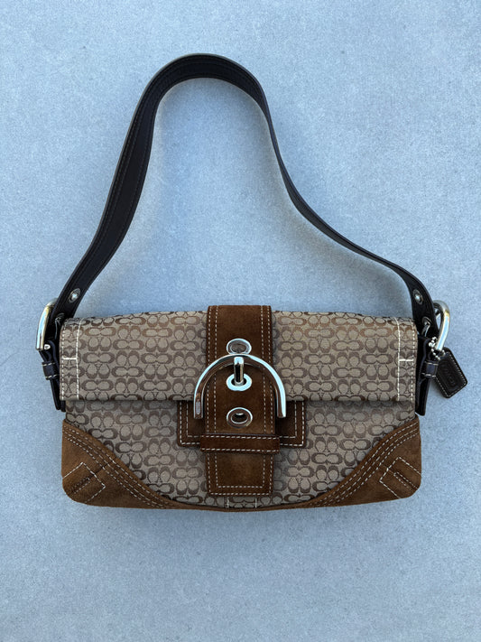 Coach Soho Brown Signature Monogram Shoulder Bag