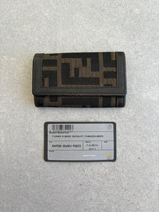 Fendi Zucca Canvas and Leather Key Holder
