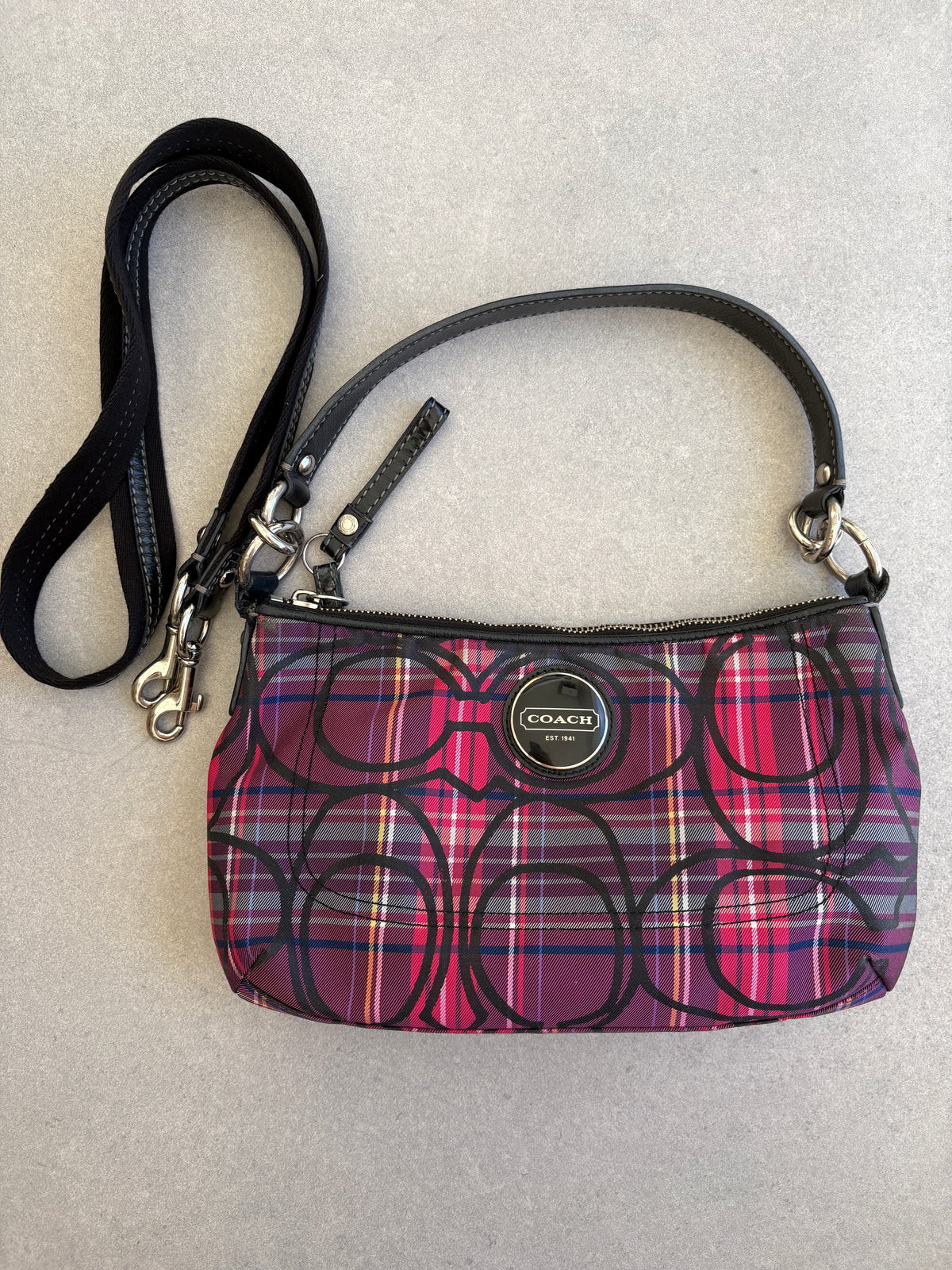 Coach Poppy Tartan Monogram Shoulder Bag