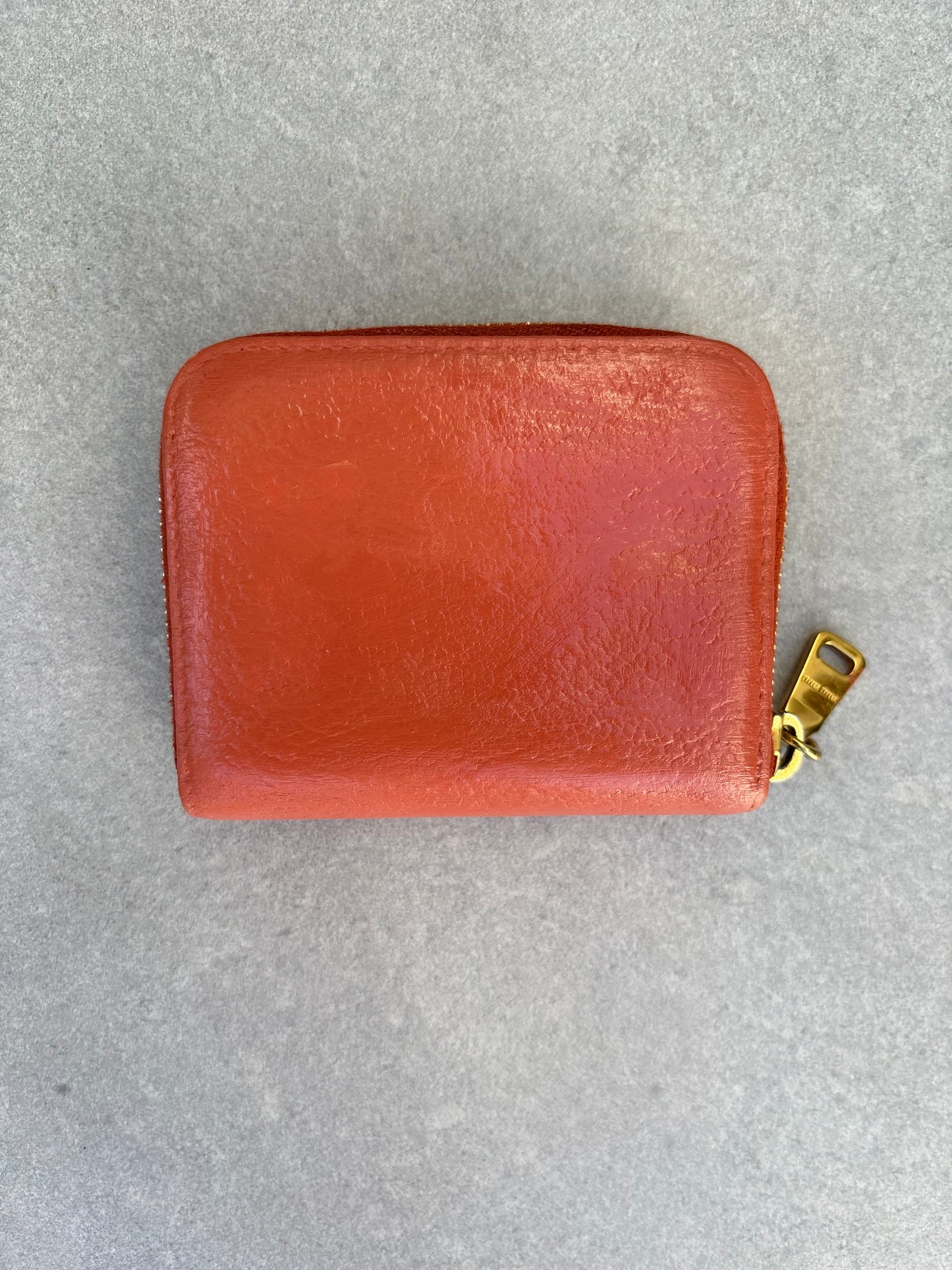 Miu Miu Orange Zipper Wallet