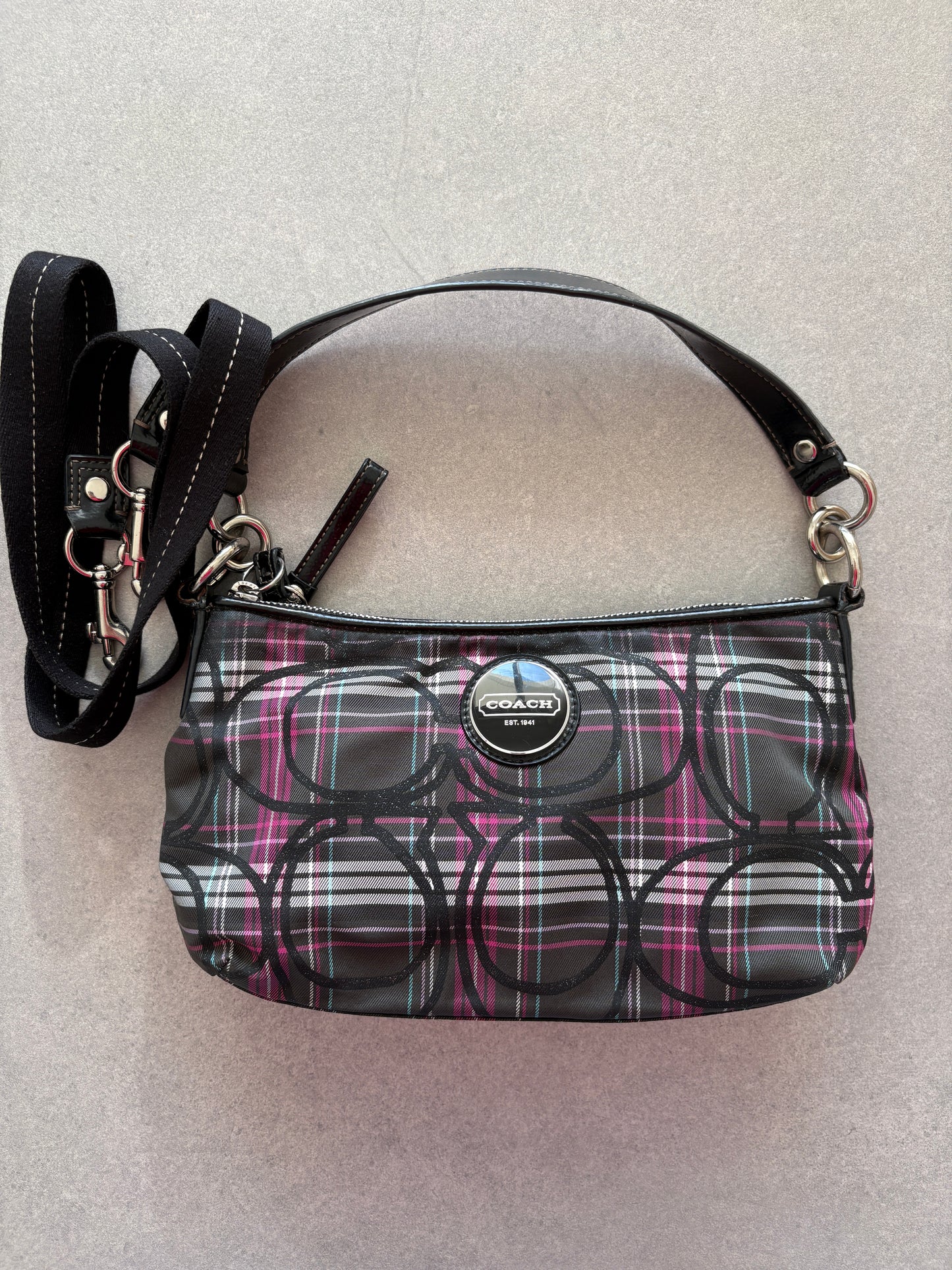 Coach Poppy Tartan Shoulder Bag