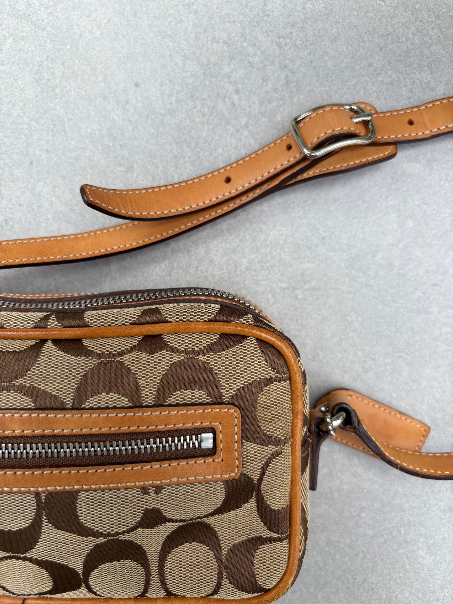 Coach Brown Canvas Signature Crossbody Bag
