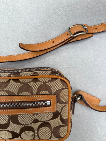 Coach Brown Canvas Signature Crossbody Bag