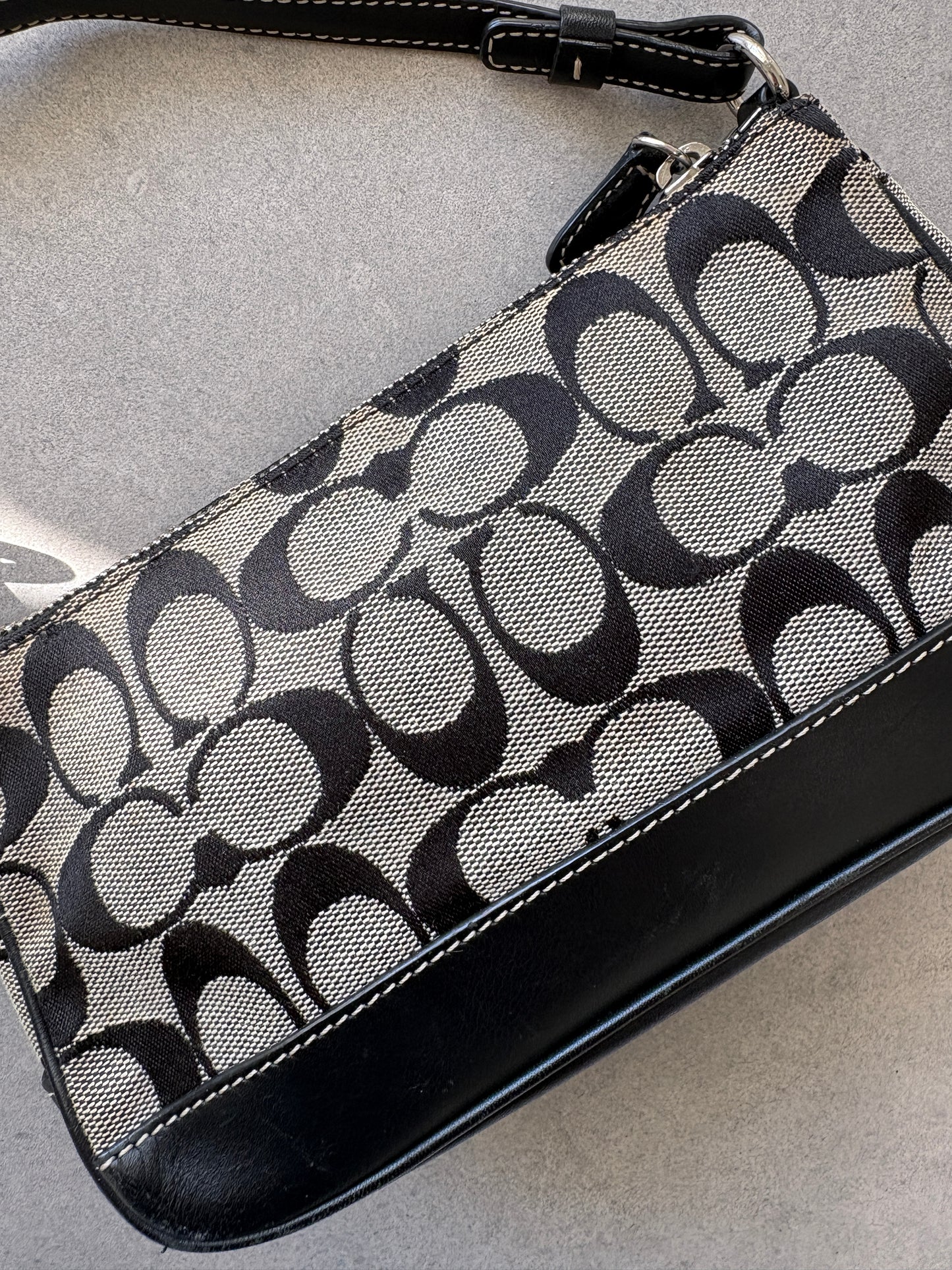 Coach Demi Black and Grey Shoulder Bag