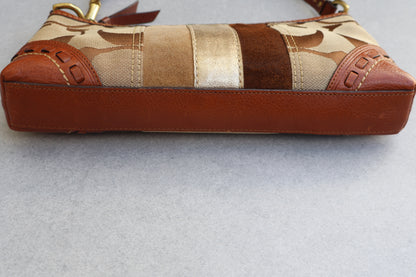 Coach Signature Tan and Brown Shoulder Bag