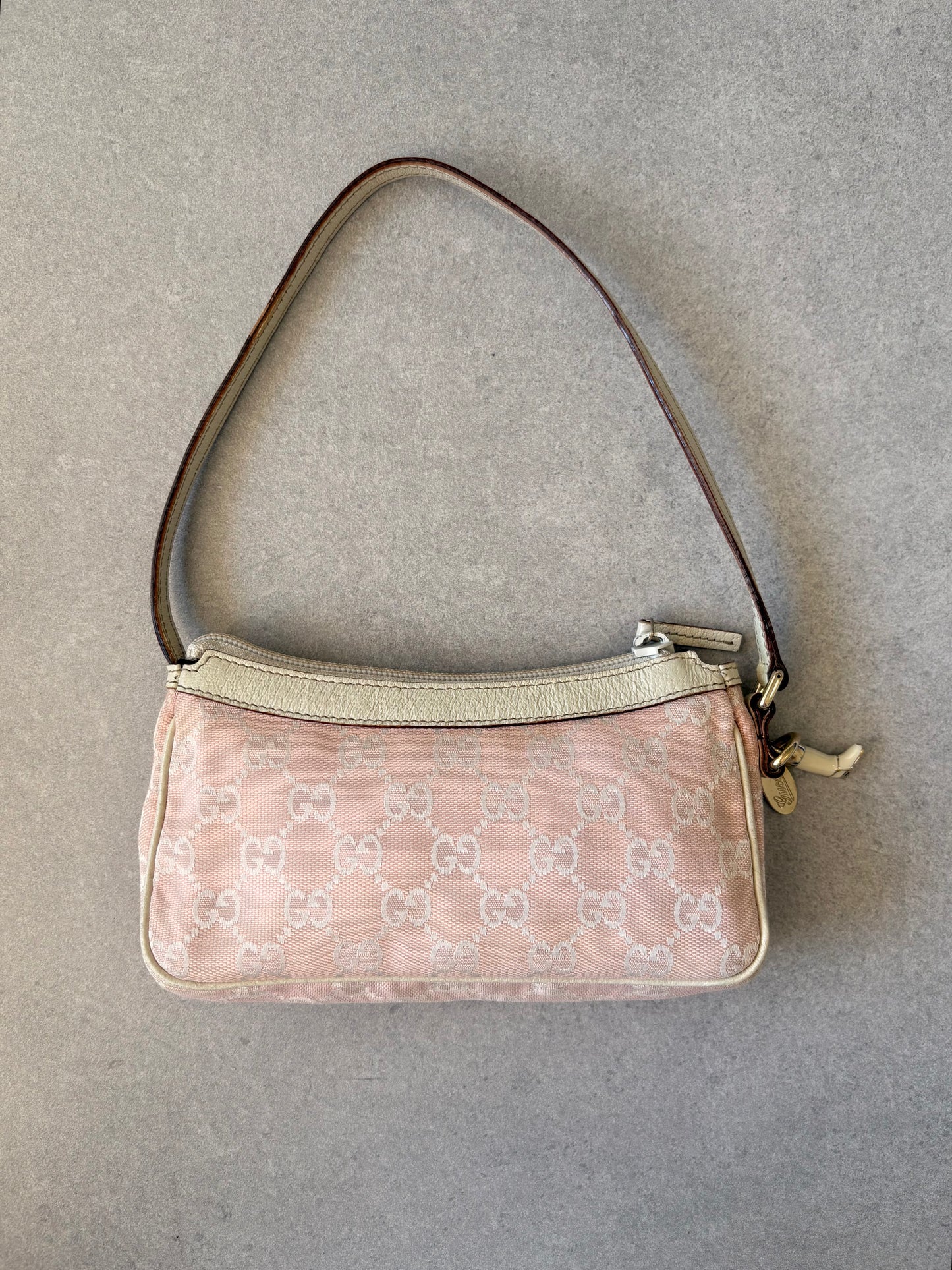 Gucci Pink GG Canvas & Leather Abbey Pochette