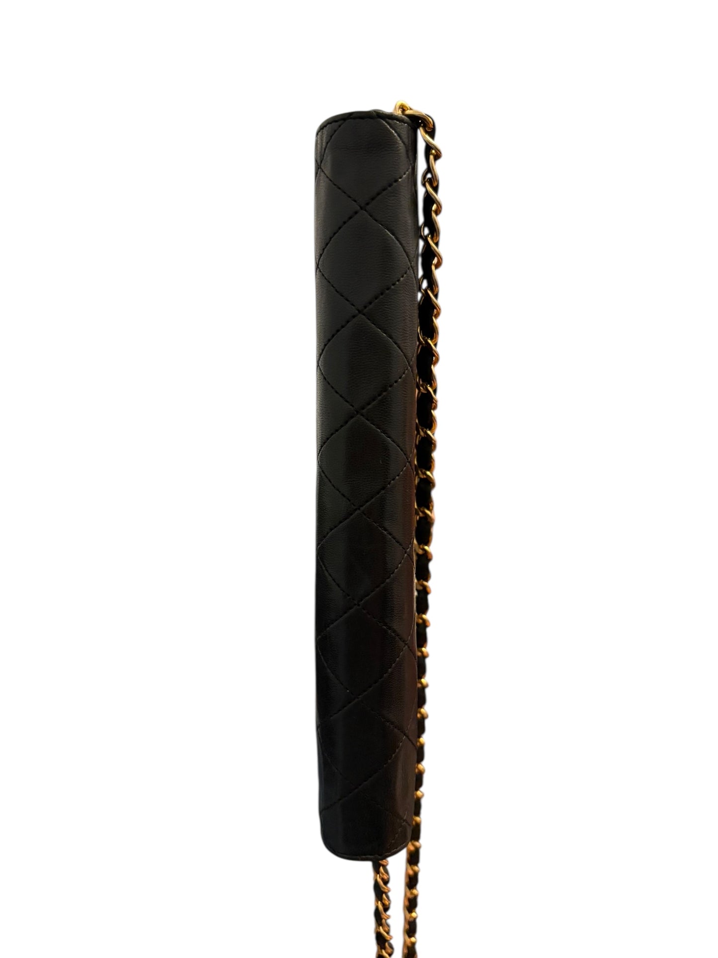 Chanel Classic Vintage Flap Black Lambskin Leather Shoulder Bag