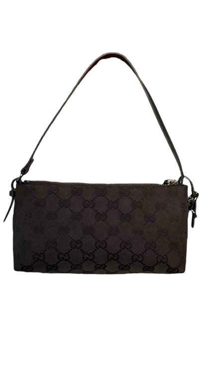 Gucci Black GG Canvas and Leather Pochette