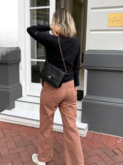 Chanel Classic Vintage Flap Black Lambskin Leather Shoulder Bag