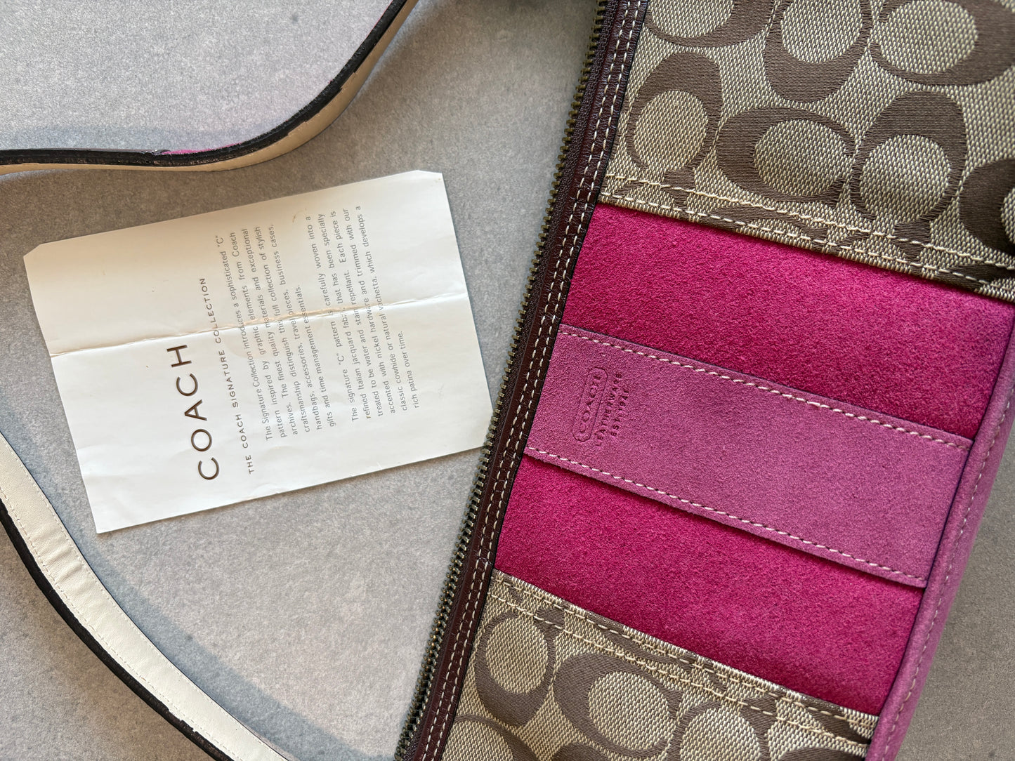 Coach Hampton Pink and Beige Shoulder Bag