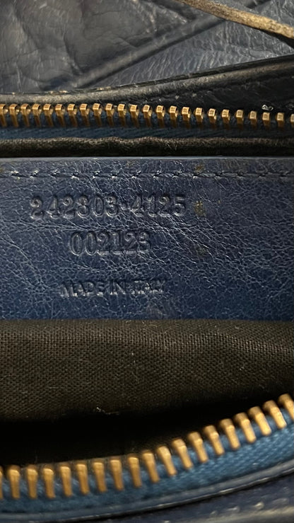 2000s Balenciaga Navy Leather City Hip Crossbody Bag