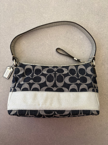 Coach Demi Denim and Silver Pouch