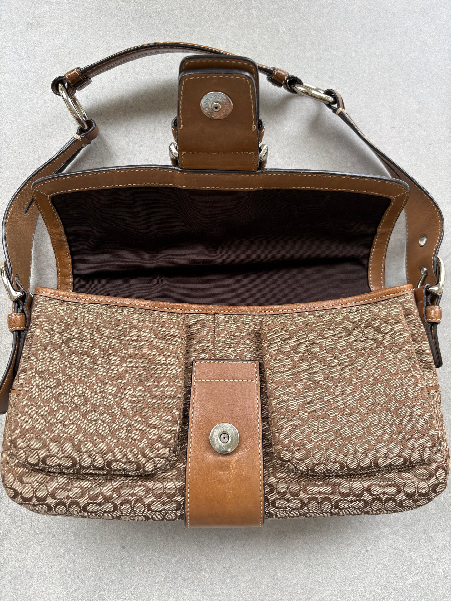Coach Soho Brown Monogram Shoulder Bag
