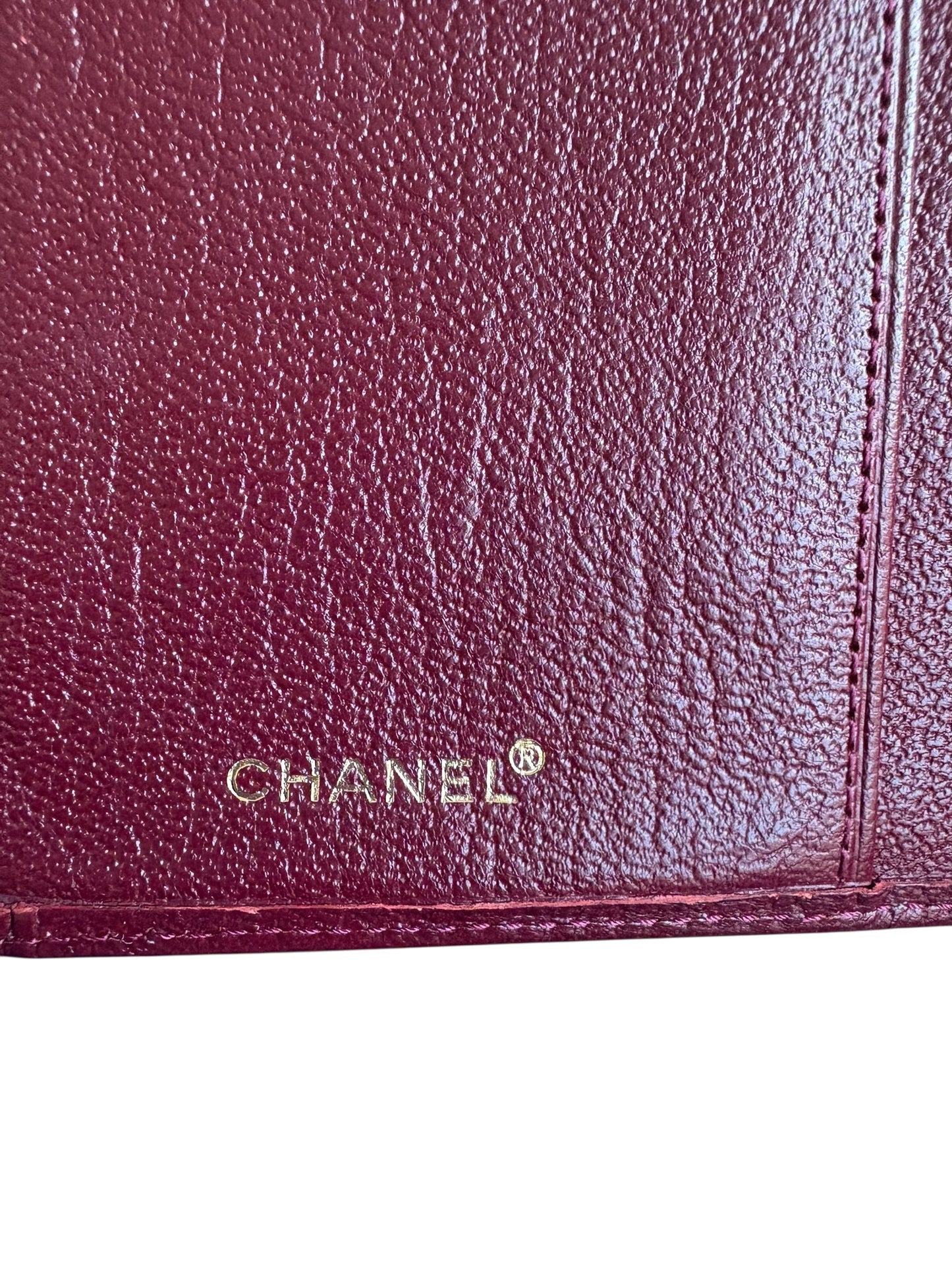 Chanel Maroon Lambskin Leather Long Wallet