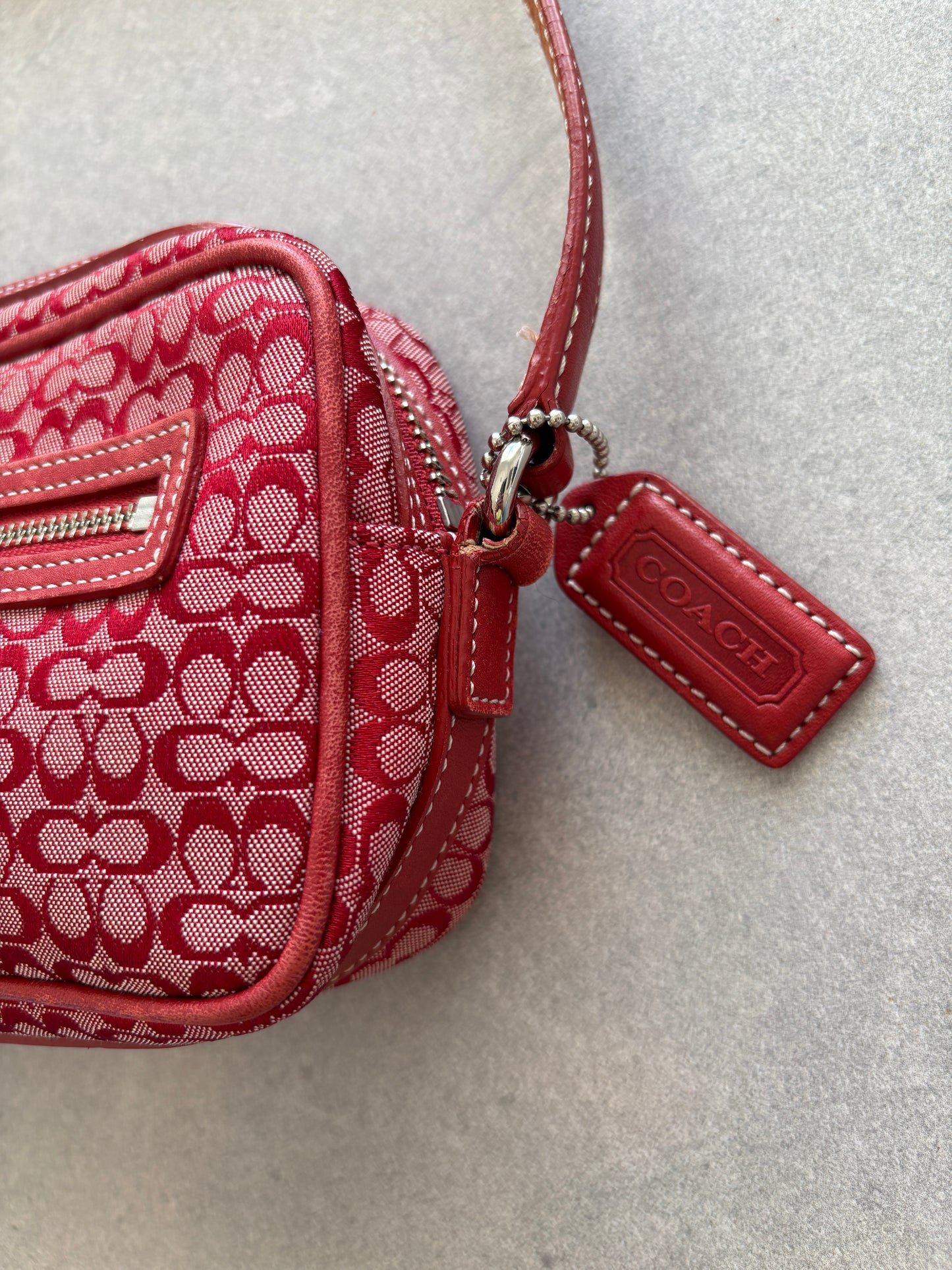Coach Red Canvas Signature Crossbody Bag