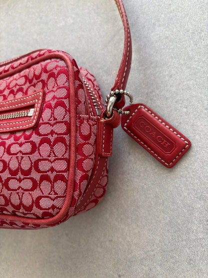 Coach Red Canvas Signature Crossbody Bag