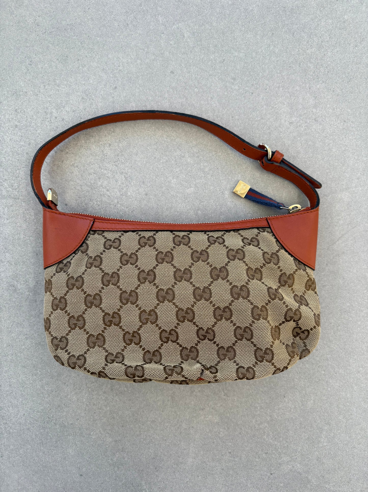 Gucci GG Canvas Pochette with Orange Trim