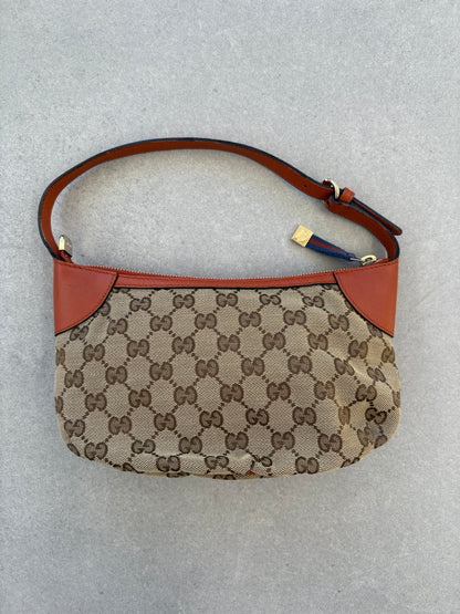 Gucci GG Canvas Pochette with Orange Trim