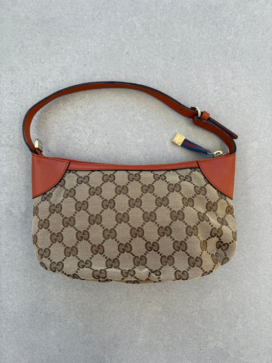 Gucci GG Canvas Pochette with Orange Trim