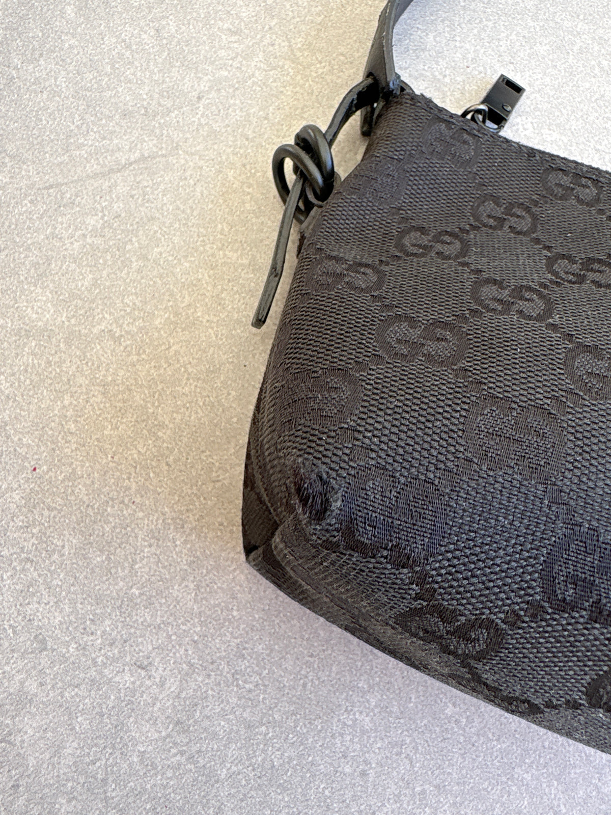 Gucci Black GG Canvas and Leather Pochette