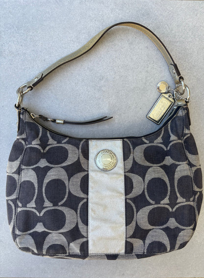 Coach Signature Denim Navy/Silver Shoulder Bag