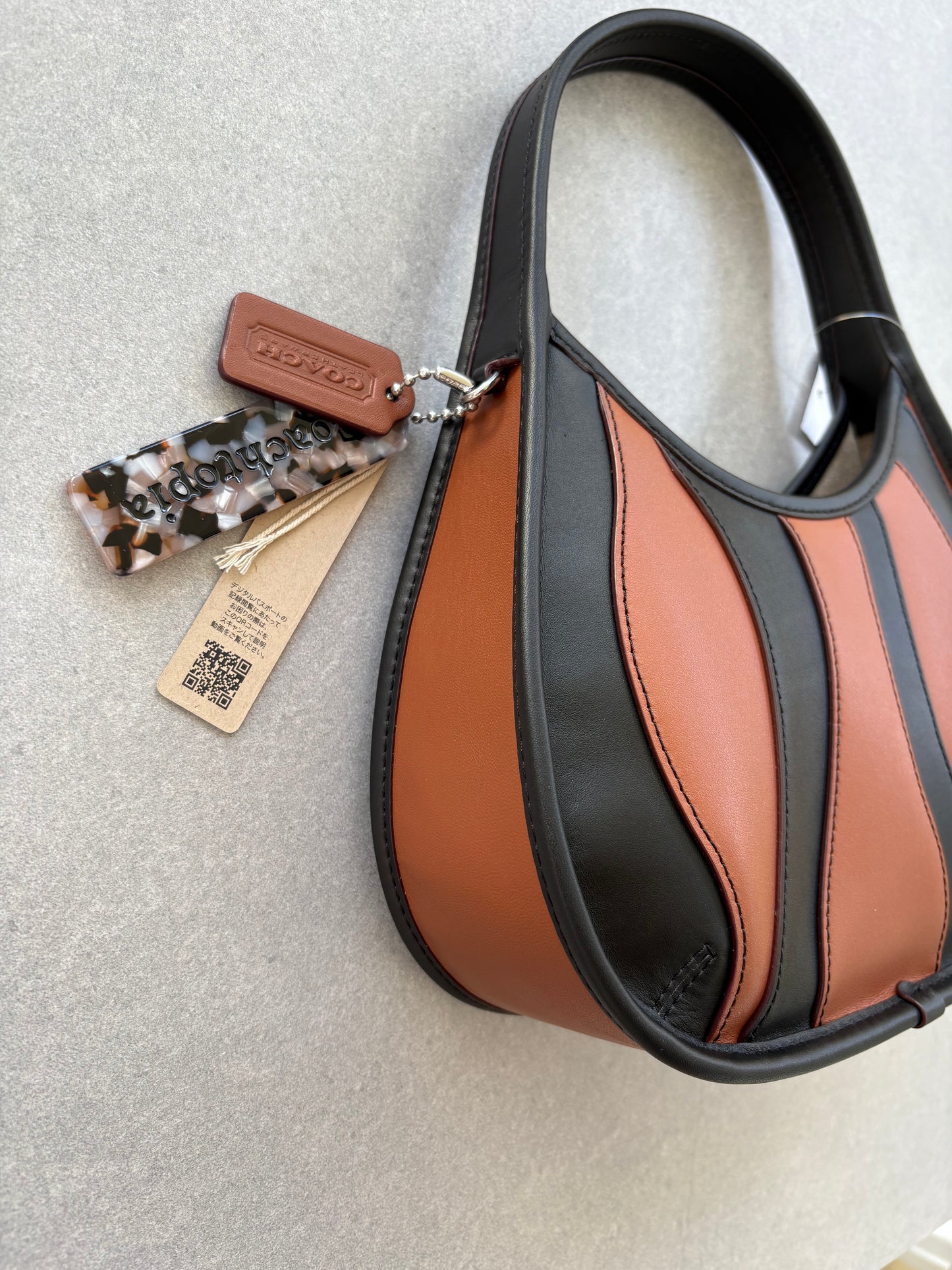 Coachtopia Ergo Bag in Wavy Stripe Upcrafted Leather, Brown and Black