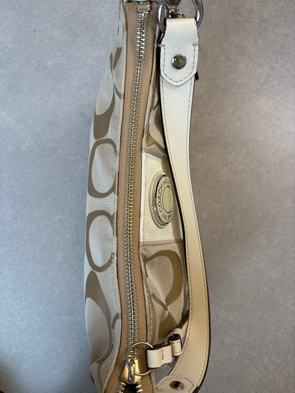 Coach Poppy Beige Shoulder Bag