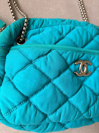 Chanel Turquoise Quilted Bubble Chain Bag