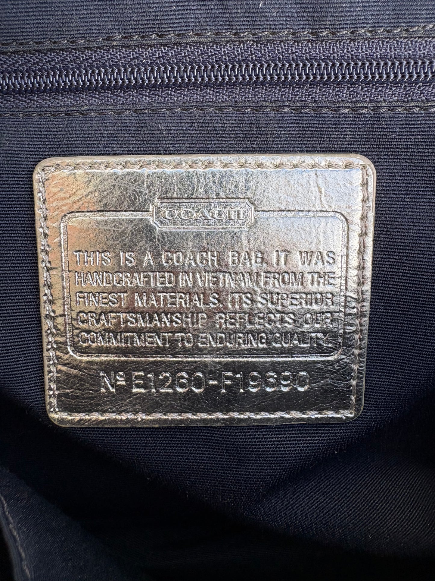 Coach Signature Denim Navy/Silver Shoulder Bag