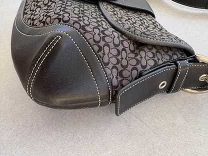 Coach Soho Black and Grey Monogram Shoulder Bag