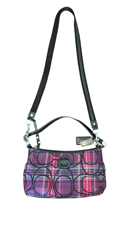 Coach Poppy Berry Tartan Plaid Shoulder Bag