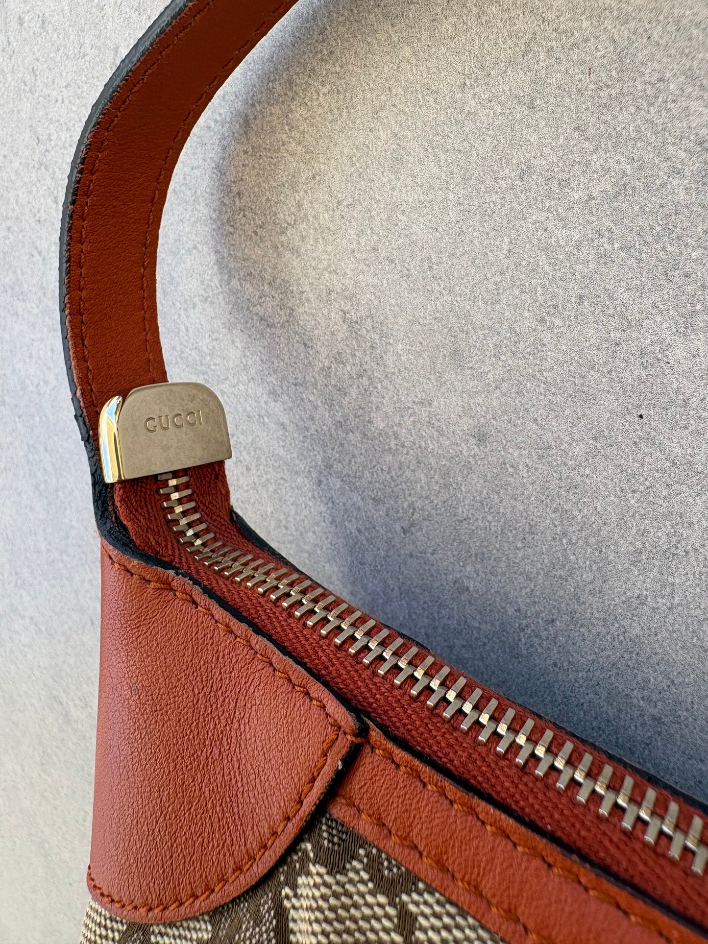 Gucci GG Canvas Pochette with Orange Trim