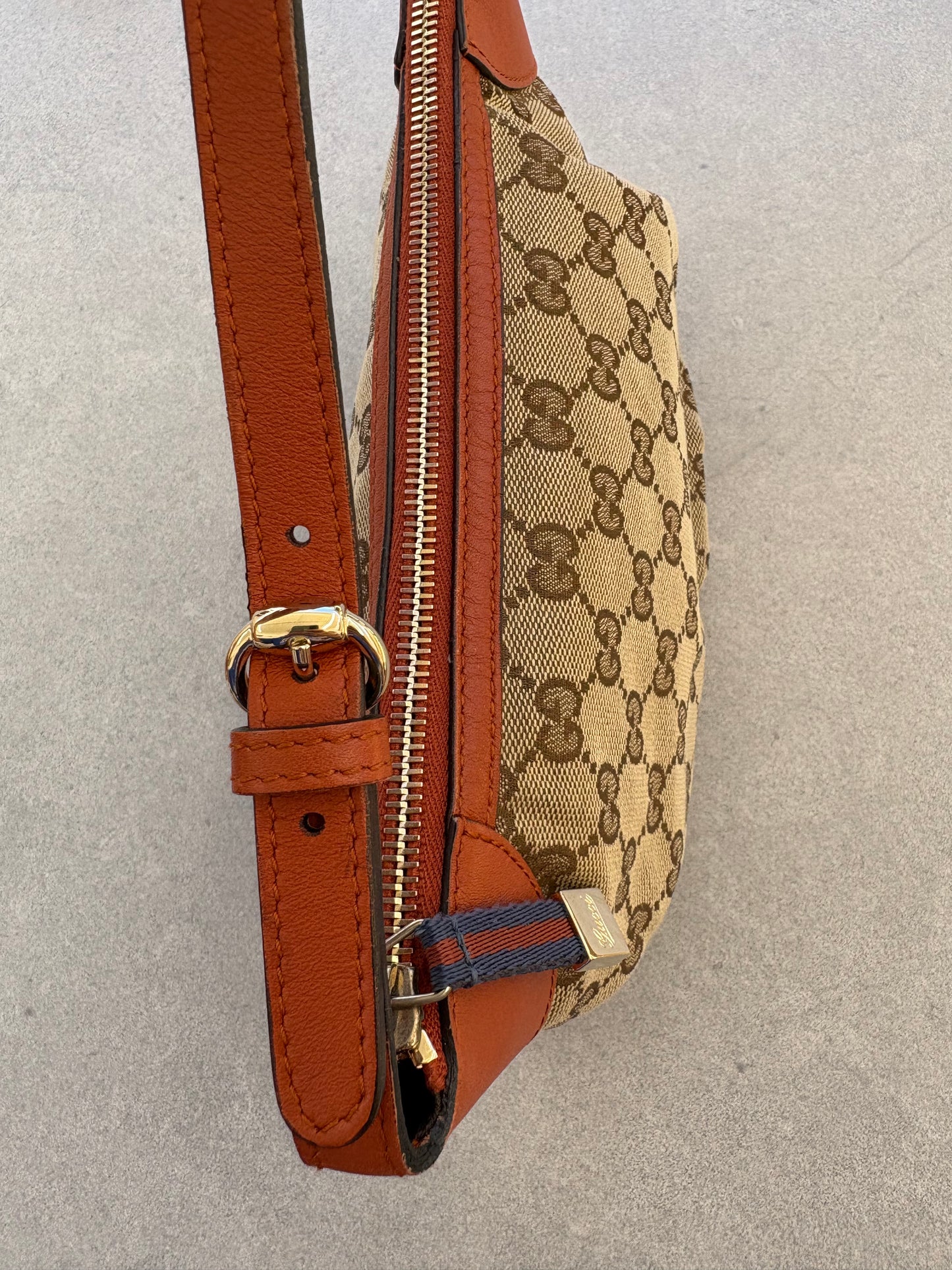 Gucci GG Canvas Pochette with Orange Trim