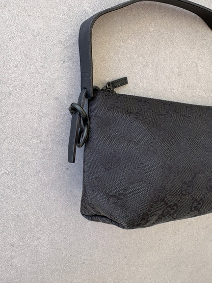 Gucci Black GG Canvas and Leather Pochette