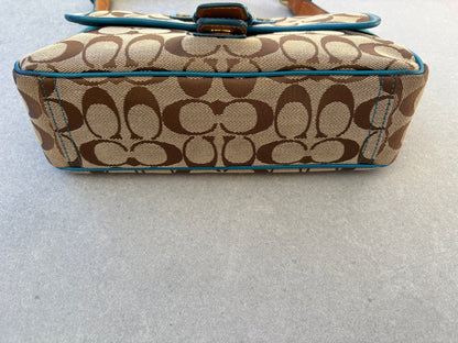 Coach Blue Suede Monogram Shoulder Bag