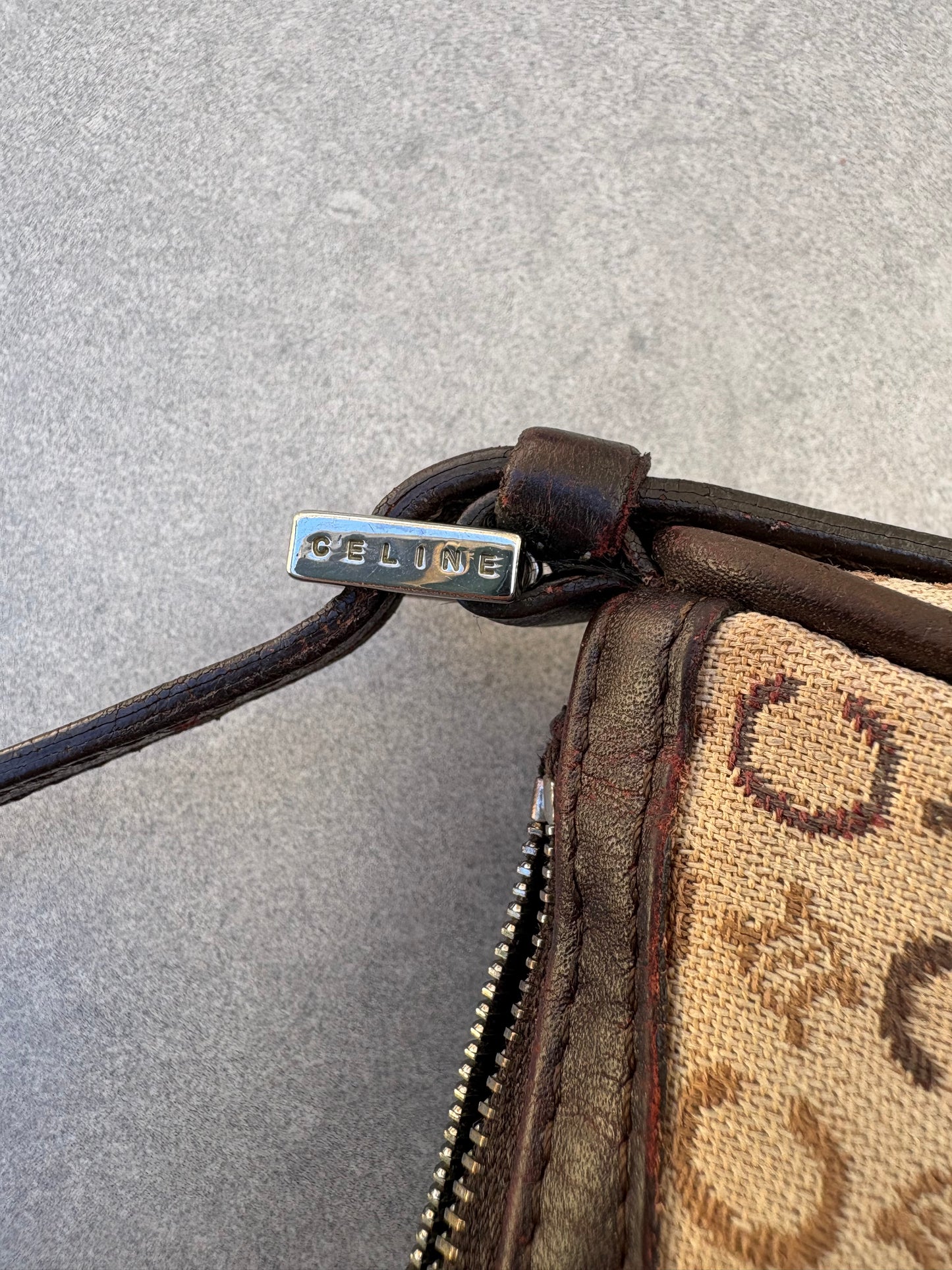 Celine Brown Monogram Macadam Shoulder Bag