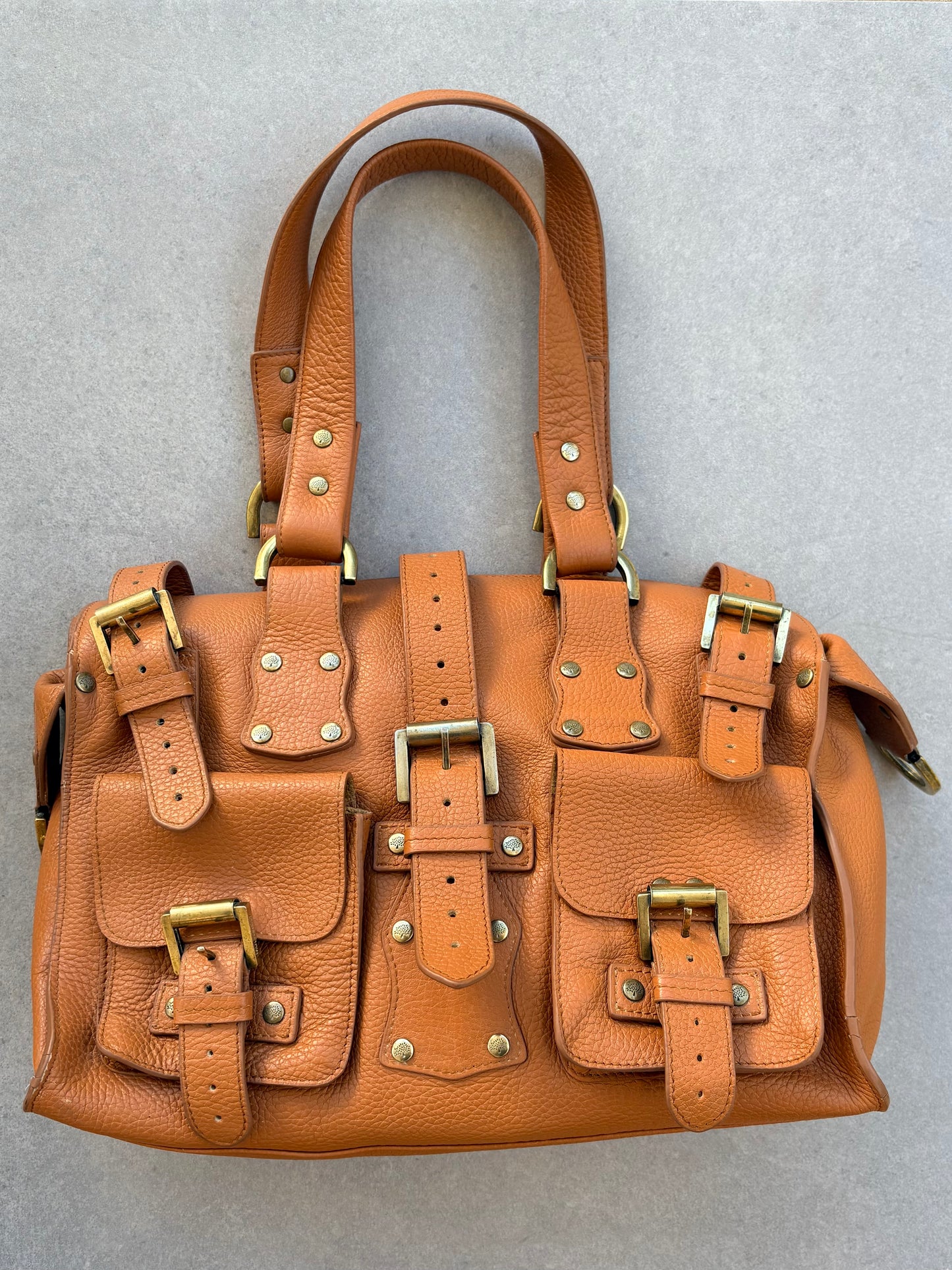 Mulberry Roxanne Tan Grained Leather Satchel Bag