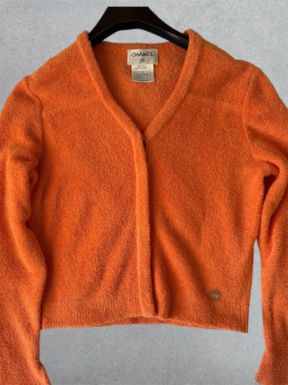 Chanel Orange Cardigan Size M