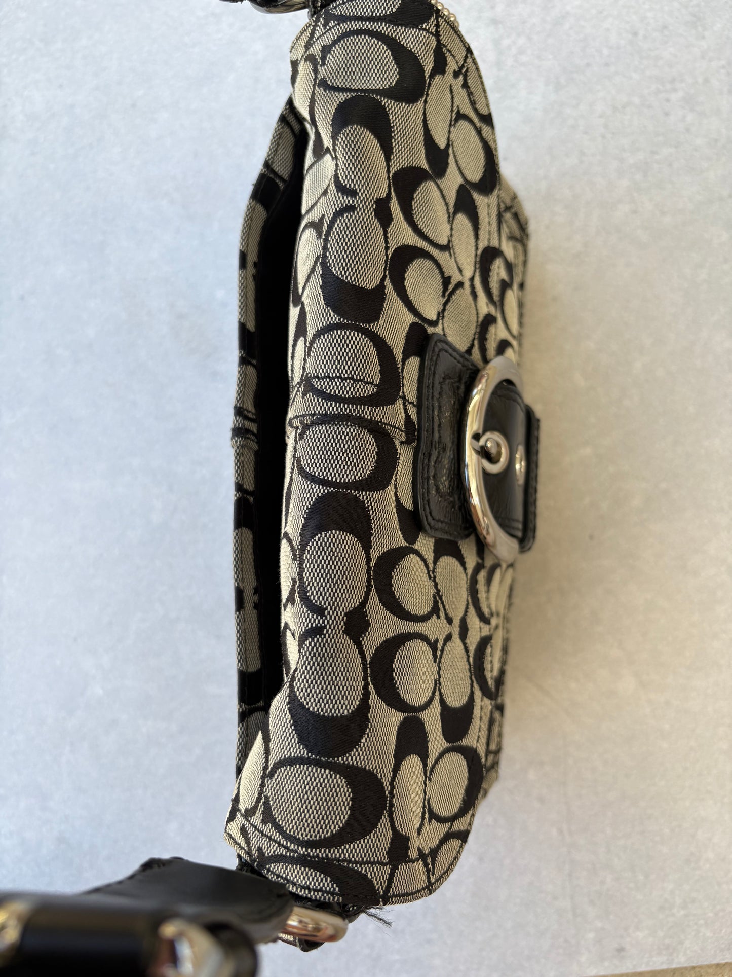 Coach Soho Black and Grey Monogram Shoulder Bag