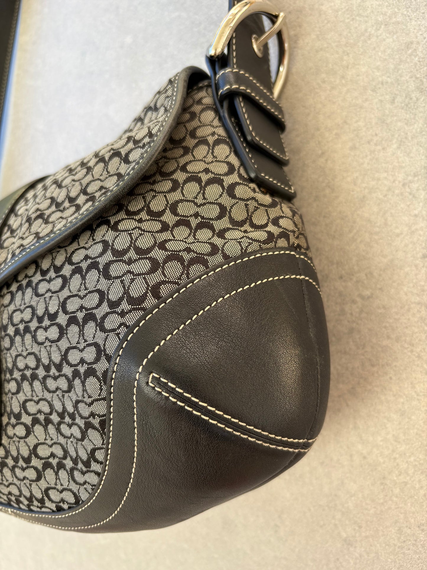 Coach Soho Black and Grey Monogram Shoulder Bag
